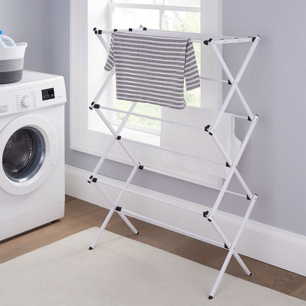 3-Tier Clothes Drying Rack Foldable Metal Laundry Airer for Indoor & Outdoor Use