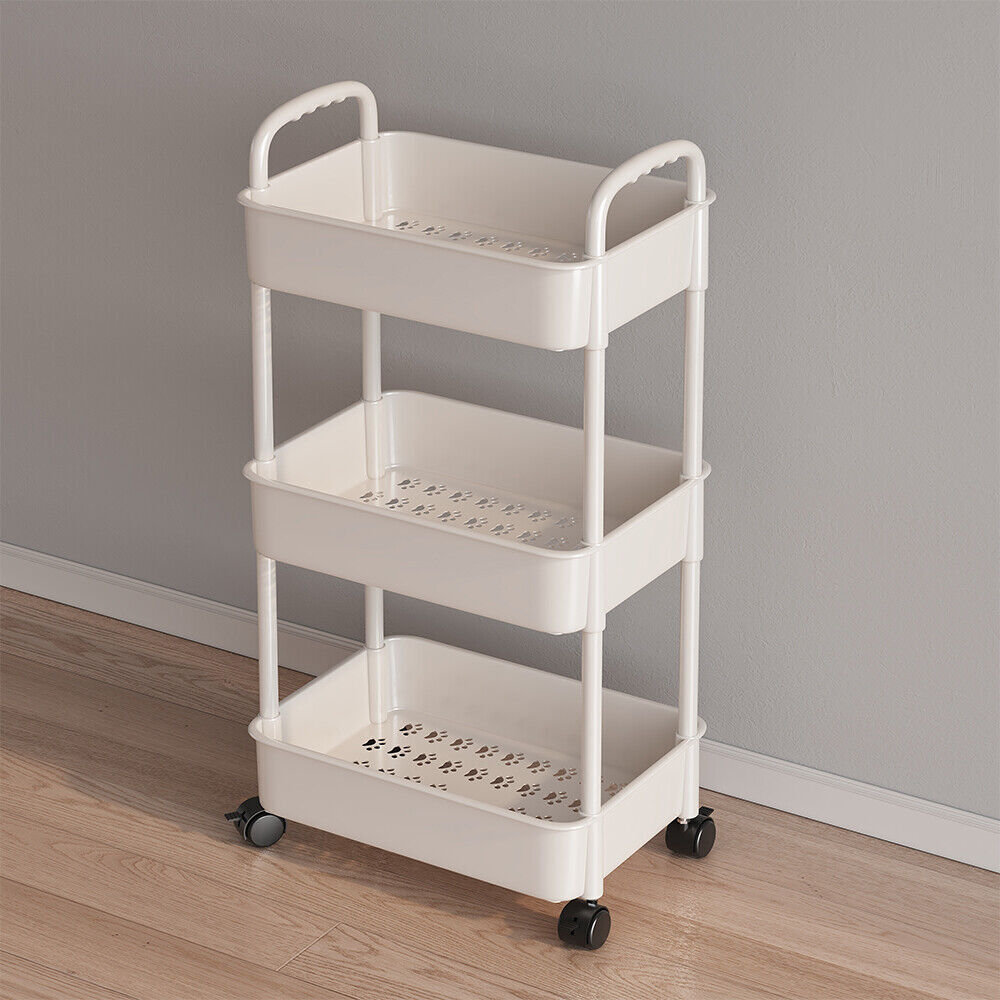 3-Tier Slim Storage Trolley Cart with Wheels – Space Saving Kitchen & Bathroom Organizer