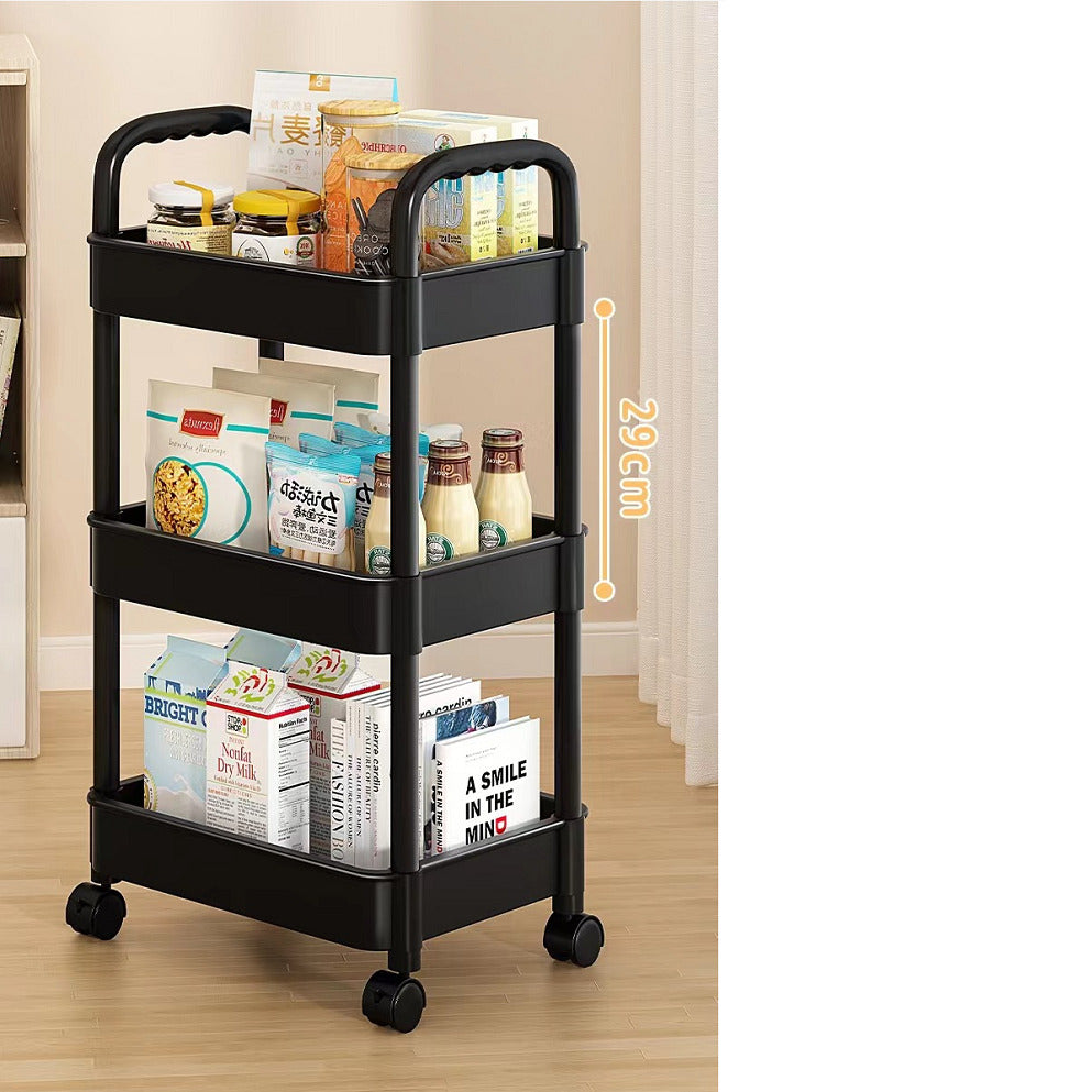 3-Tier Slim Storage Trolley Cart with Wheels – Space Saving Kitchen & Bathroom Organizer