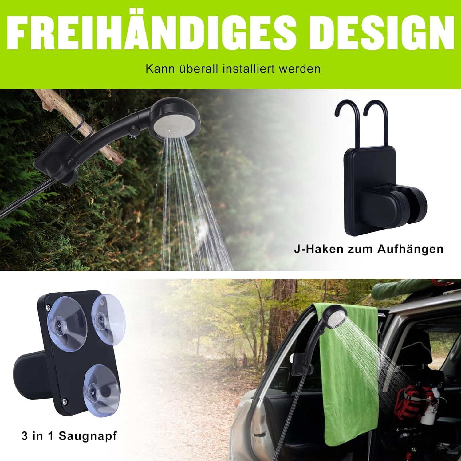 Portable Rechargeable Shower Pump – Outdoor Camping, Car Wash & Pet Cleaning Shower Kit (USB Powered)