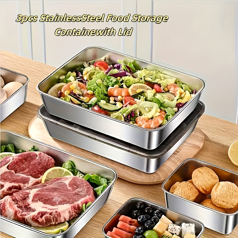 Stainless Steel Food Storage Containers Leakproof – Airtight Kitchen Organizer Set (3/4/5)