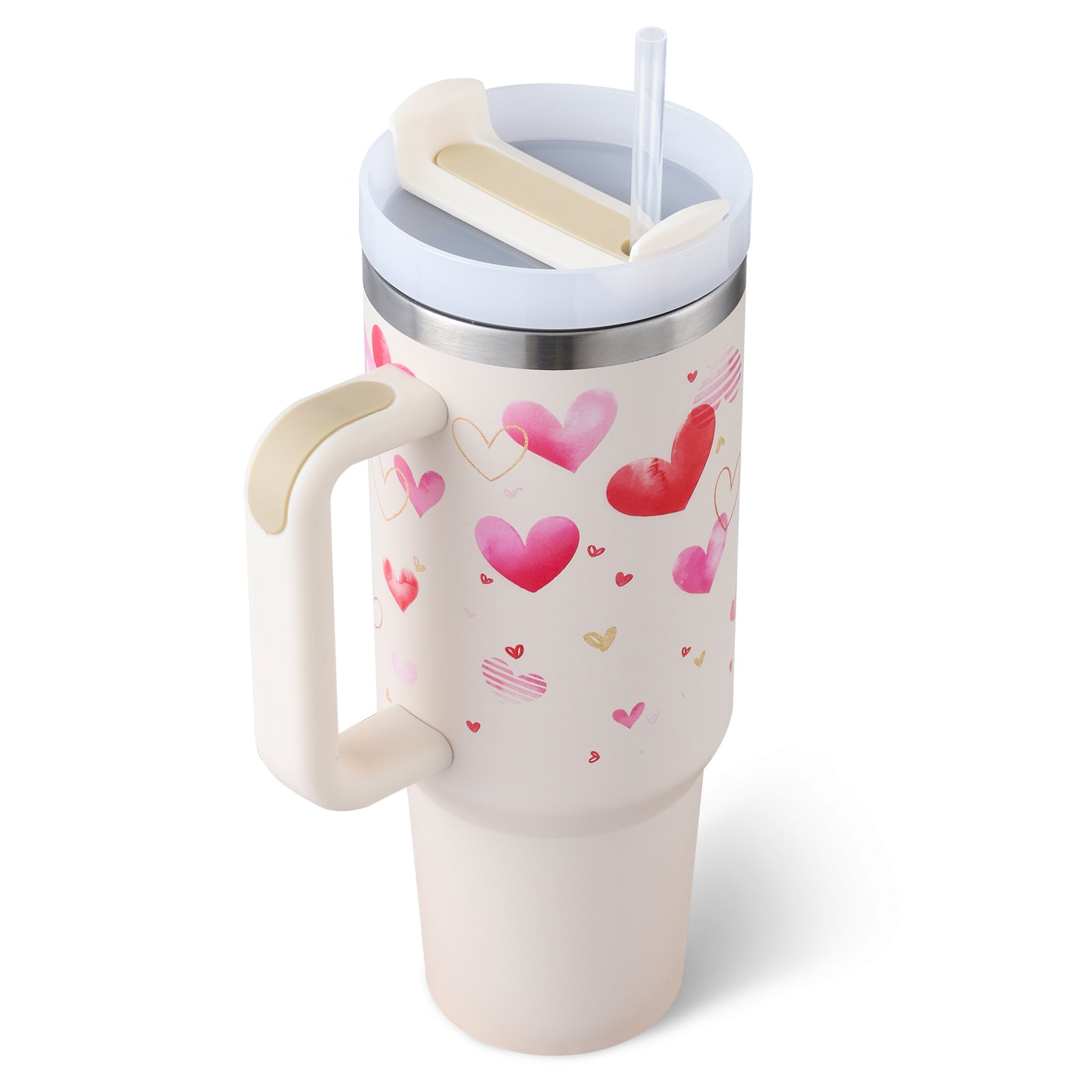 40oz Insulated Stainless Steel Tumbler with Handle & Straw