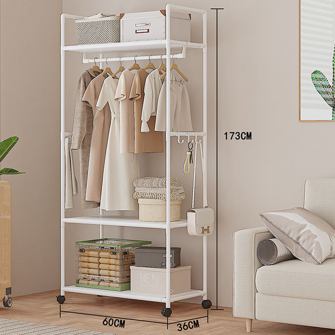 “Space-Saving Clothes Rack with Shelves | Modern Wardrobe Organizer for Small Rooms”