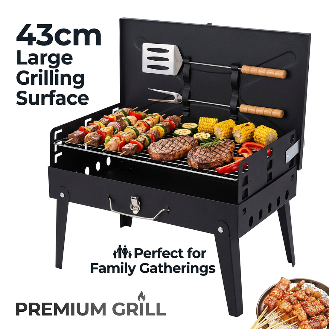 Portable Folding BBQ Grill – Compact Outdoor Cooking for Camping & Garden (UK Stock)