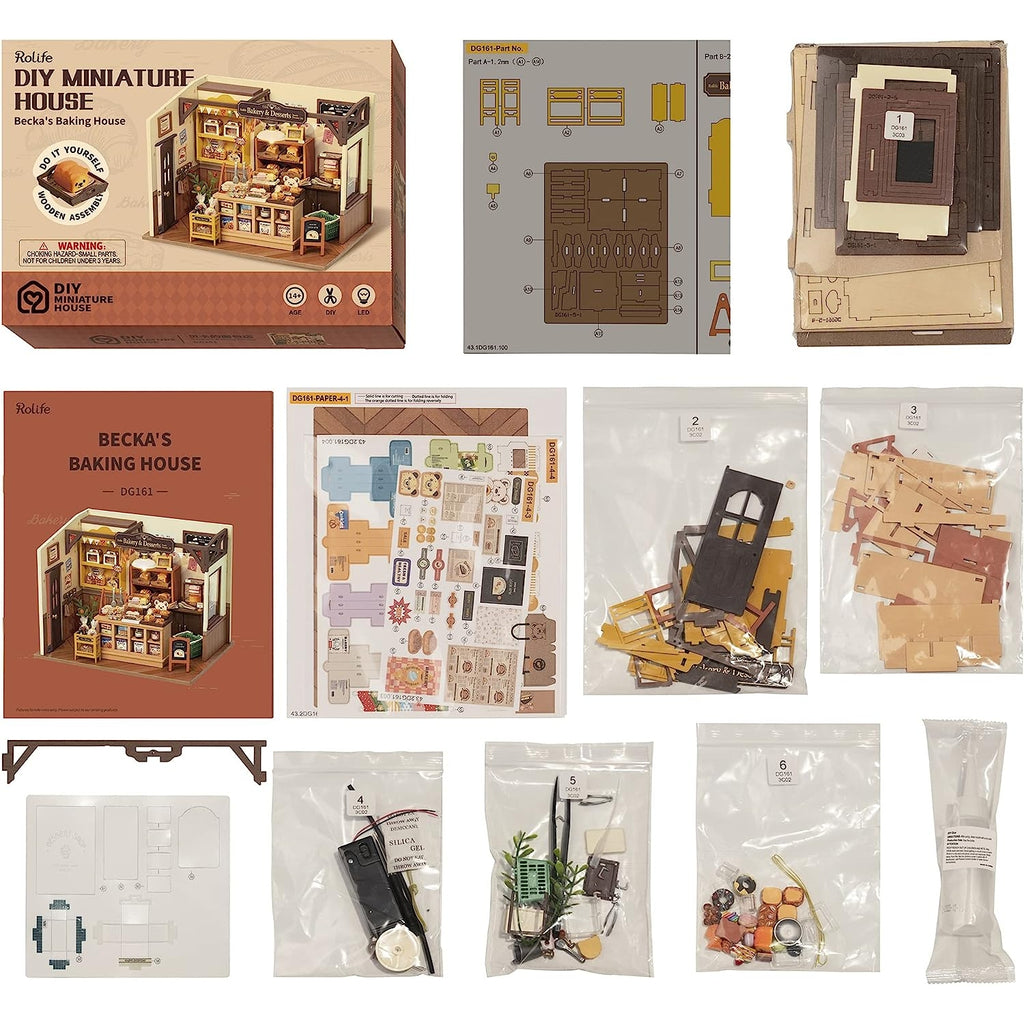 DIY Mini Bakery Dollhouse Kit – Cozy Aesthetic Home Decor Display & Creative Gift for Kids and Adults