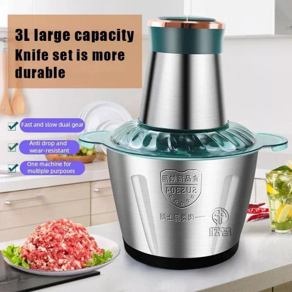 3L Electric Food Chopper | Chop Meat & Veggies in Seconds (Time-Saving Kitchen Tool)
