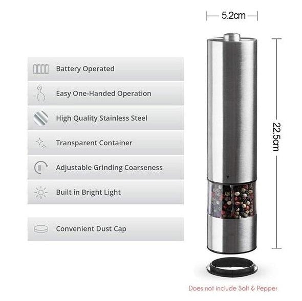 Electric Stainless Steel Salt & Pepper Grinder