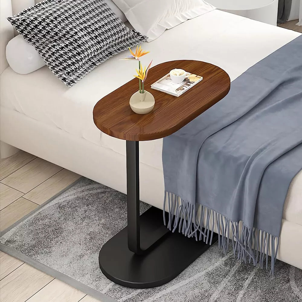 C-Shaped Sofa Side Table – Space Saving Laptop & Coffee Table for Living Room Bedroom