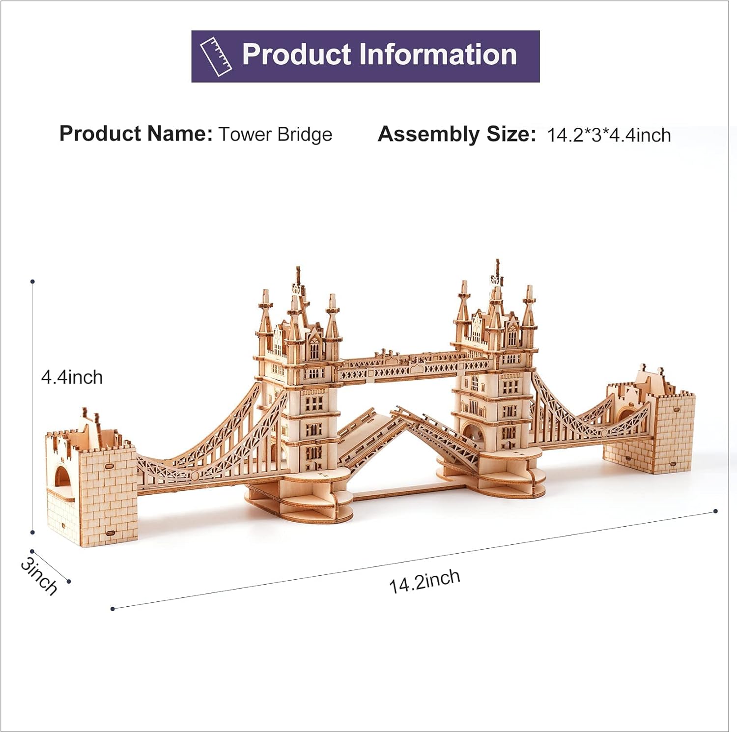 3D Wooden Puzzle Tower Bridge Model Kit – DIY Building Set with LED Light (Creative Gift Idea)