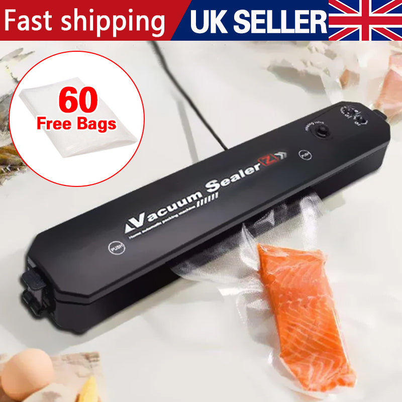 Vacuum Food Sealer Machine – Keep Food Fresh Longer (60 Free Bags Included, UK Stock)