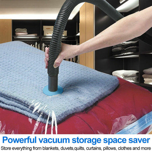 12-Pack Vacuum Storage Bags with Pump – Space Saving Compression Bags for Clothes, Bedding & Travel