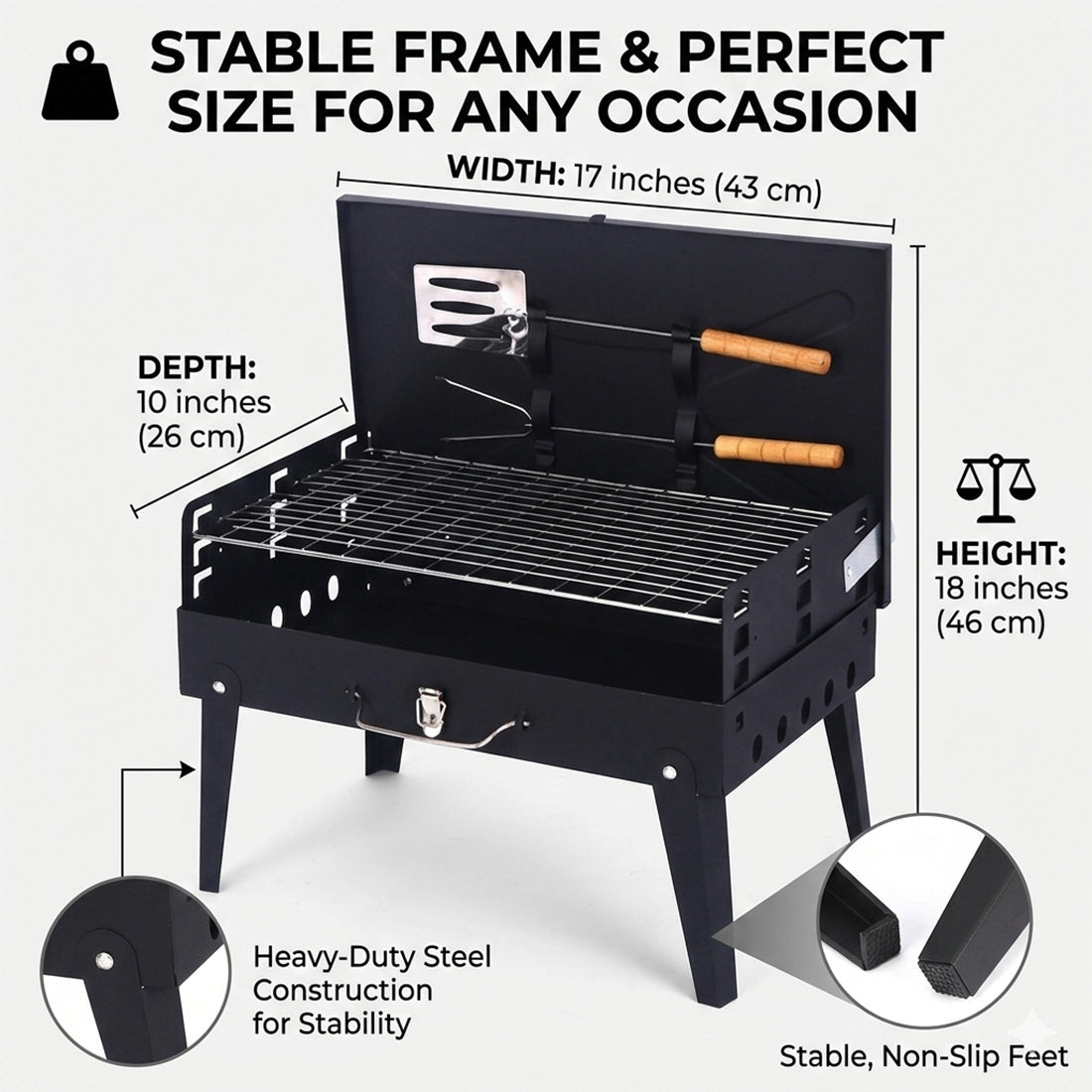 Portable Folding BBQ Grill – Compact Outdoor Cooking for Camping & Garden (UK Stock)
