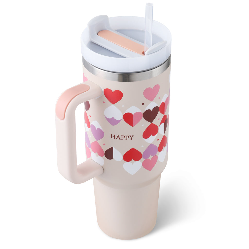 40oz Insulated Stainless Steel Tumbler with Handle & Straw
