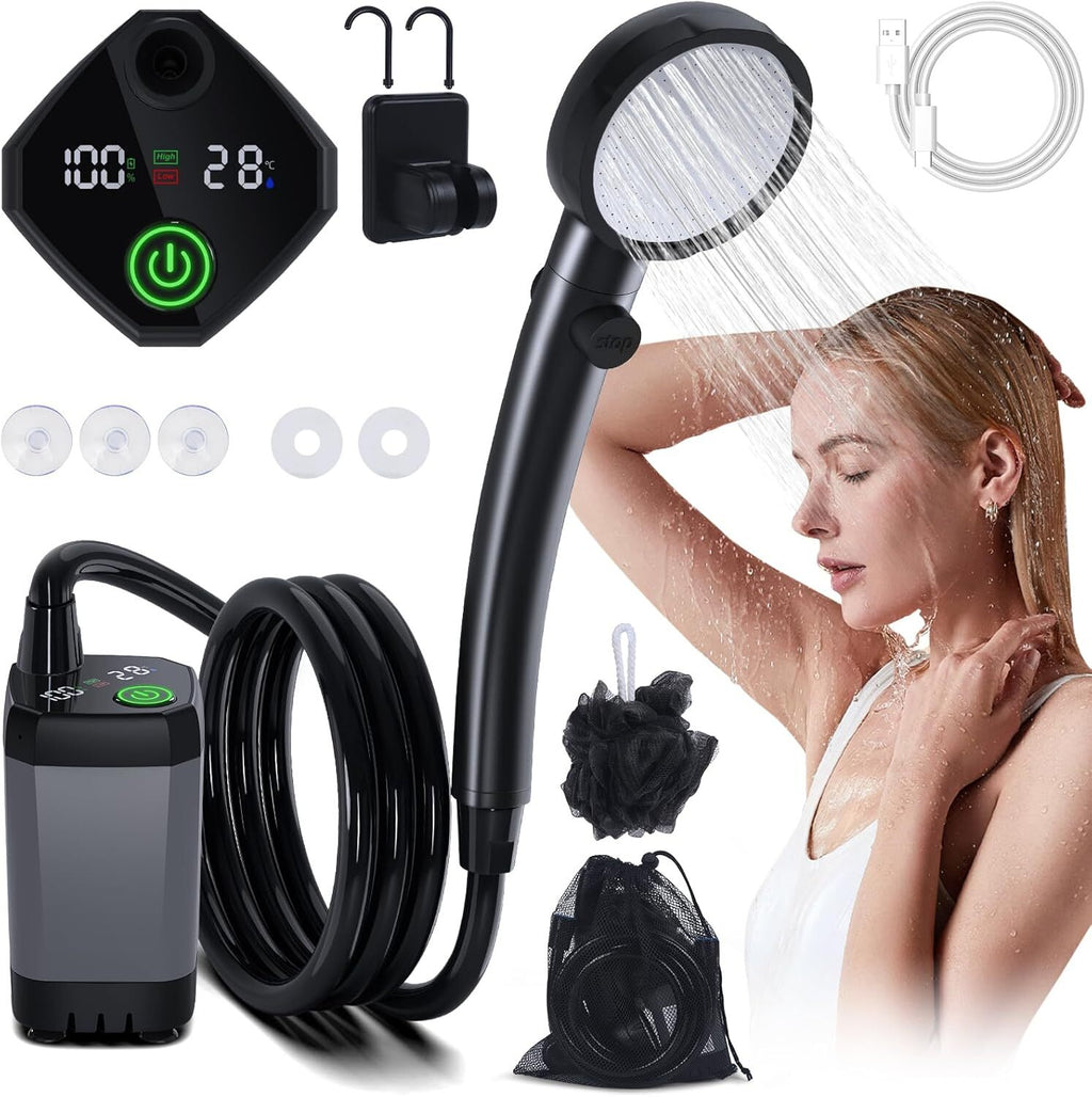 Portable Rechargeable Shower Pump – Outdoor Camping, Car Wash & Pet Cleaning Shower Kit (USB Powered)