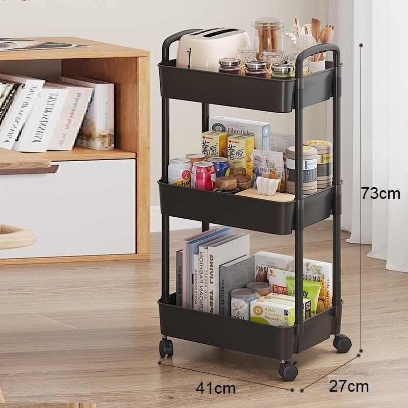3-Tier Slim Storage Trolley Cart with Wheels – Space Saving Kitchen & Bathroom Organizer
