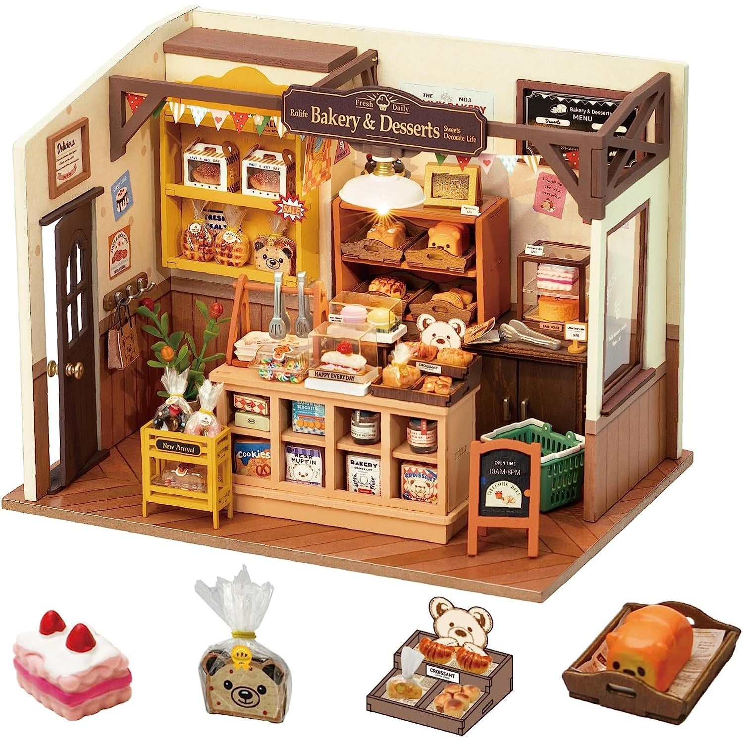 DIY Mini Bakery Dollhouse Kit – Cozy Aesthetic Home Decor Display & Creative Gift for Kids and Adults