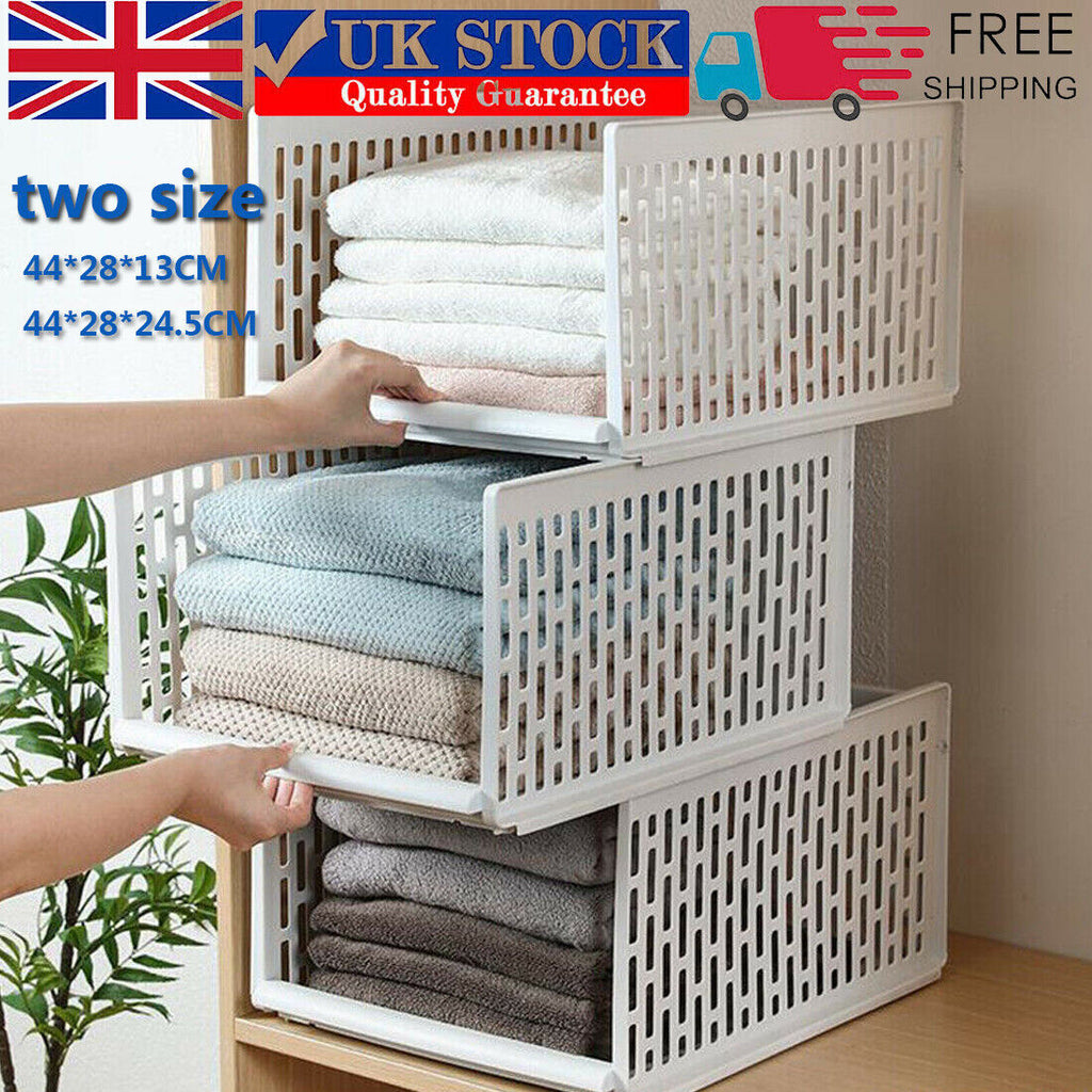 Stackable Wardrobe Storage Drawers – Space Saving Closet Organizer (UK Stock)