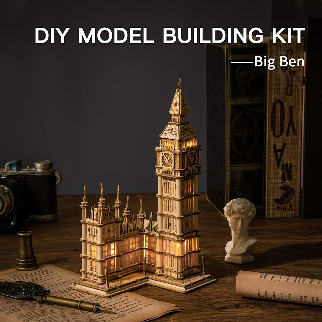 Rolife Big Ben 3D Wooden Puzzle – DIY London Architecture Model Kit (220 Pieces) Creative Gift & Home Decor