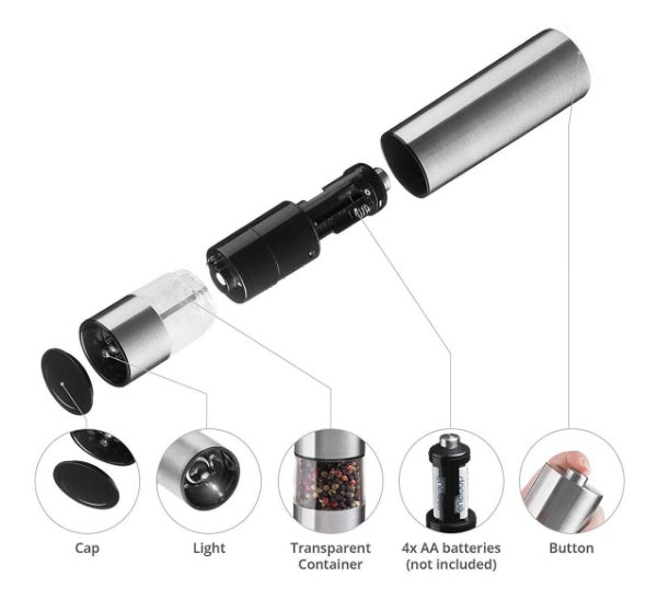 Electric Stainless Steel Salt & Pepper Grinder