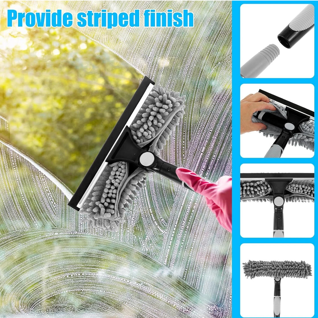 No-Ladder Window Cleaning Tool – 4.5m Telescopic Extendable Squeegee for High Windows