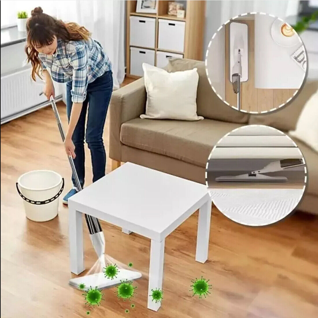Spray Mop with Microfiber Pads – All-in-One Floor Cleaning Mop with Refillable Bottle (2 Pads Included)