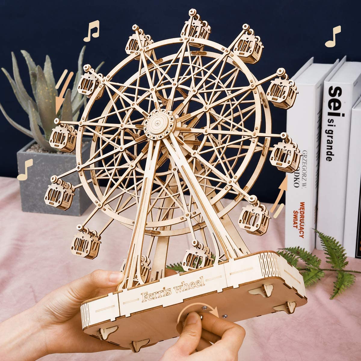 DIY Wooden Ferris Wheel Music Box – Rotating 3D Puzzle Kit | Relaxing Craft Gift & Home Decor