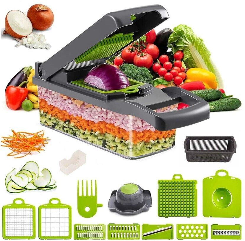 16-in-1 Vegetable Chopper – Multi Blade Food Cutter & Salad Slicer Kitchen Tool