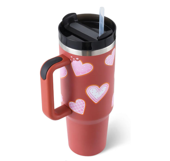 40oz Insulated Stainless Steel Tumbler with Handle & Straw
