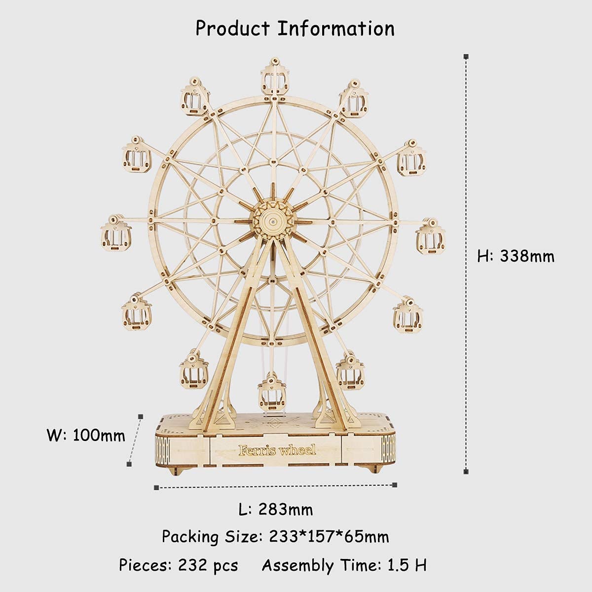 DIY Wooden Ferris Wheel Music Box – Rotating 3D Puzzle Kit | Relaxing Craft Gift & Home Decor