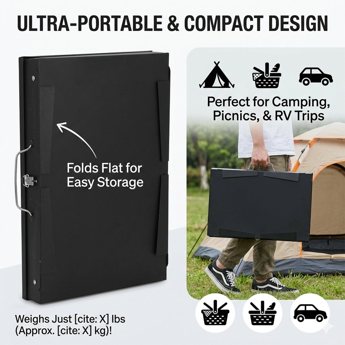 Portable Folding BBQ Grill – Compact Outdoor Cooking for Camping & Garden (UK Stock)
