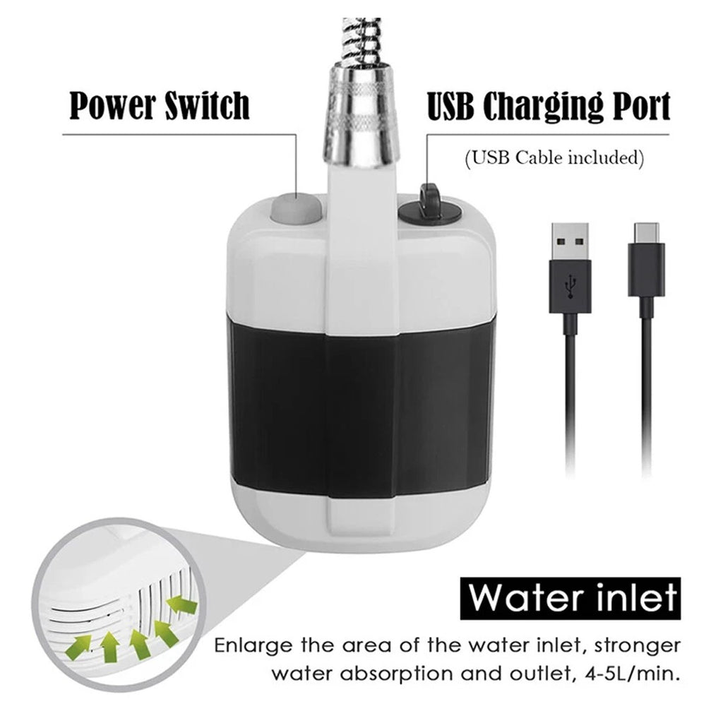 Portable Camping Shower – USB Rechargeable Outdoor Shower for Travel, Garden, Car & Pet Washing