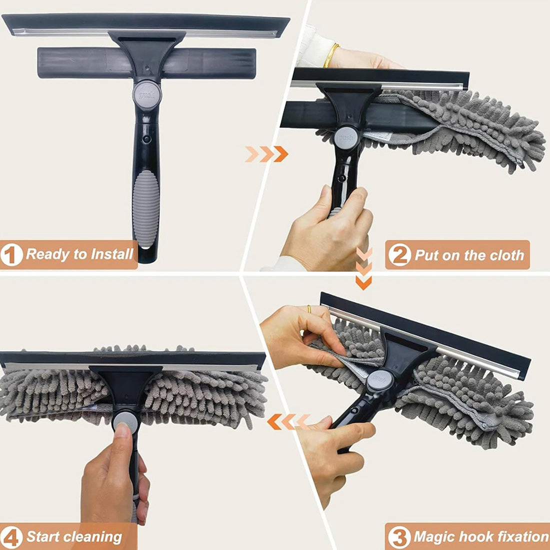 No-Ladder Window Cleaning Tool – 4.5m Telescopic Extendable Squeegee for High Windows