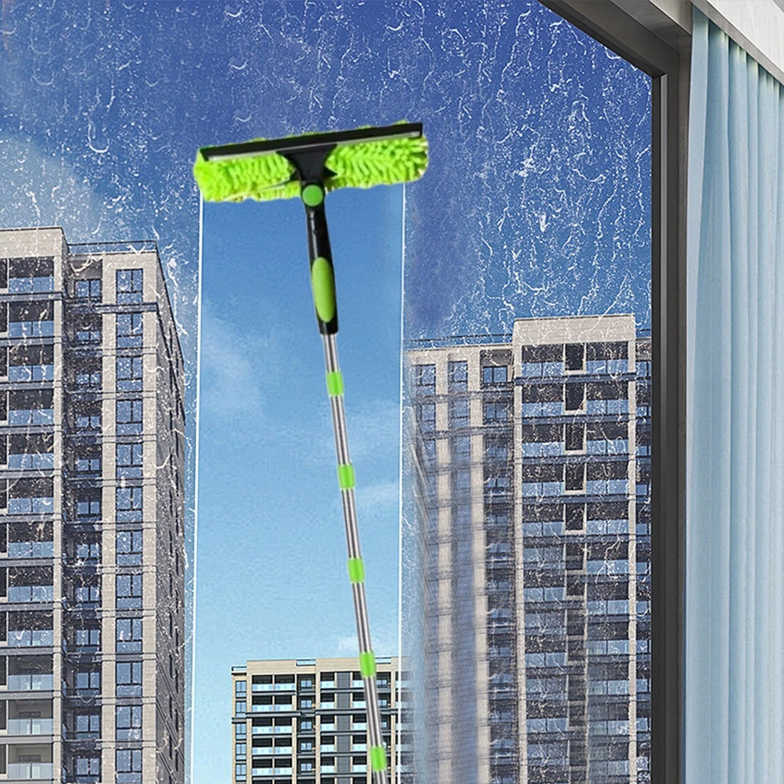 No-Ladder Window Cleaning Tool – 4.5m Telescopic Extendable Squeegee for High Windows
