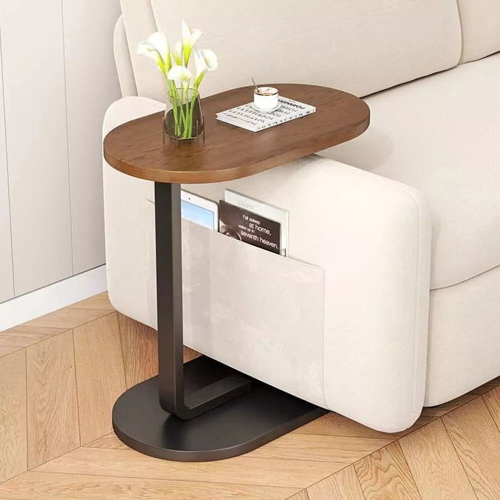 C-Shaped Sofa Side Table – Space Saving Laptop & Coffee Table for Living Room Bedroom