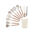 12-Piece Silicone Kitchen Utensil Set with Wooden Handles