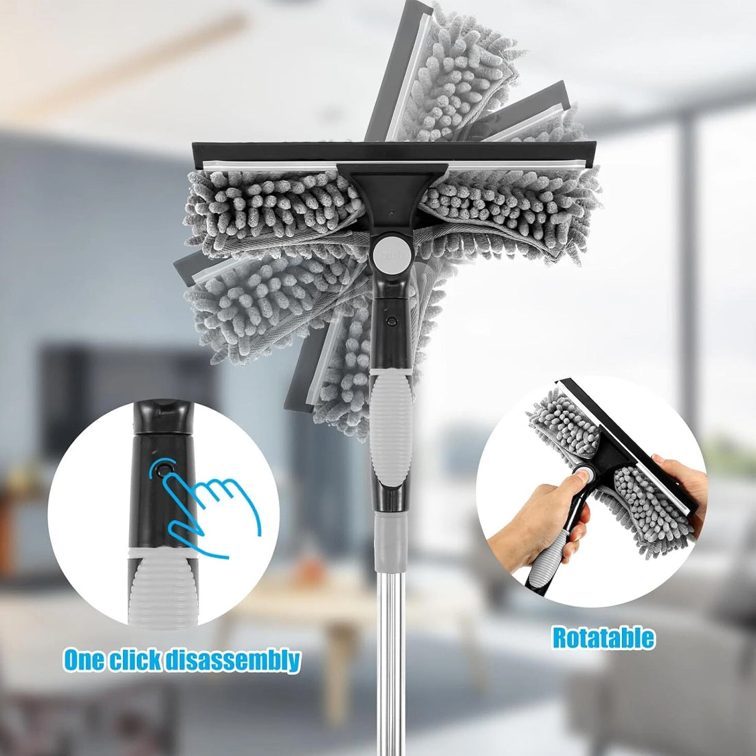 No-Ladder Window Cleaning Tool – 4.5m Telescopic Extendable Squeegee for High Windows
