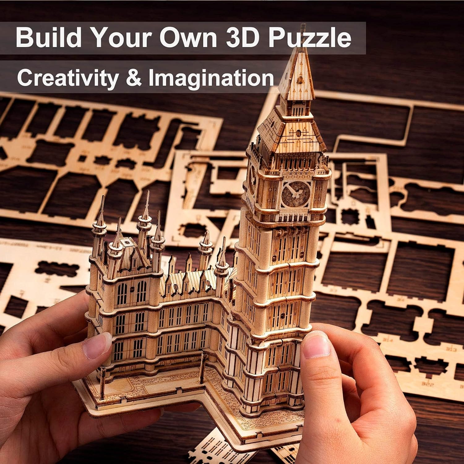 Rolife Big Ben 3D Wooden Puzzle – DIY London Architecture Model Kit (220 Pieces) Creative Gift & Home Decor