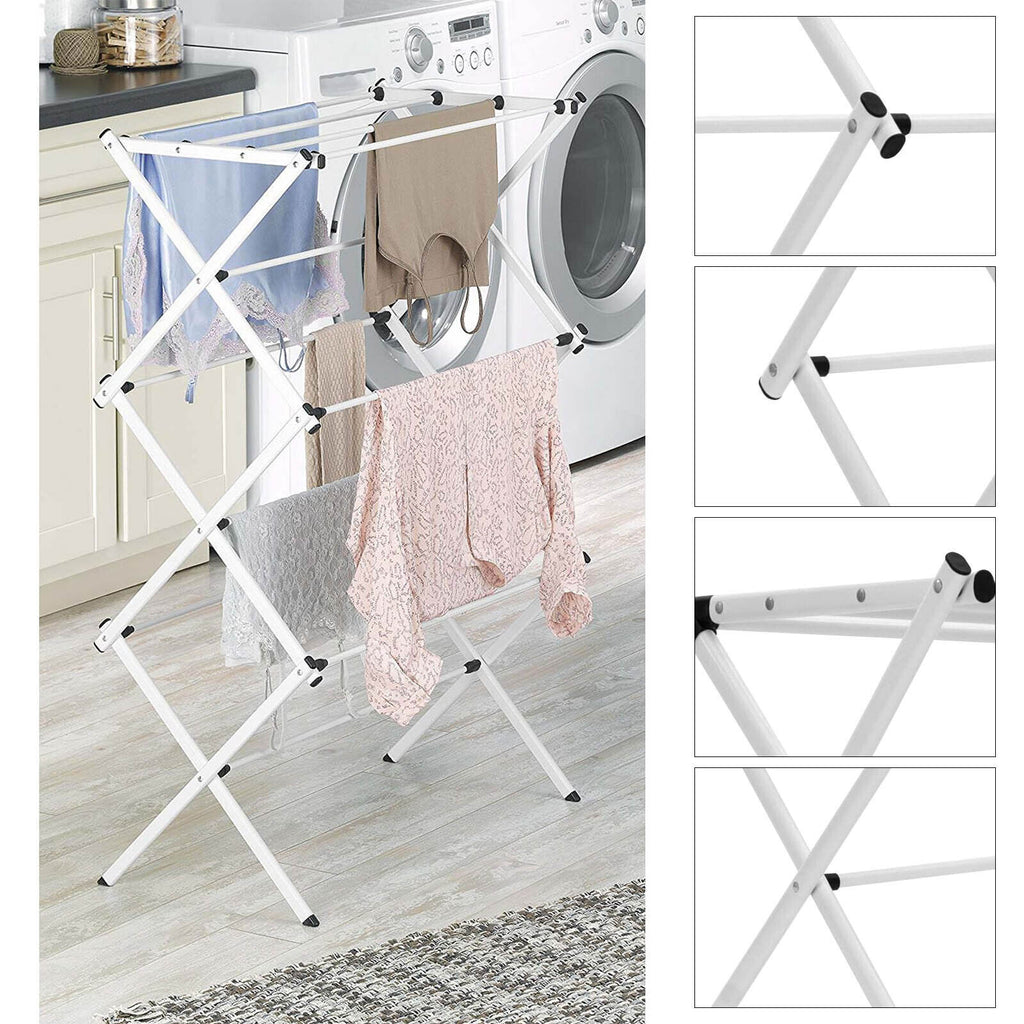 3-Tier Clothes Drying Rack Foldable Metal Laundry Airer for Indoor & Outdoor Use
