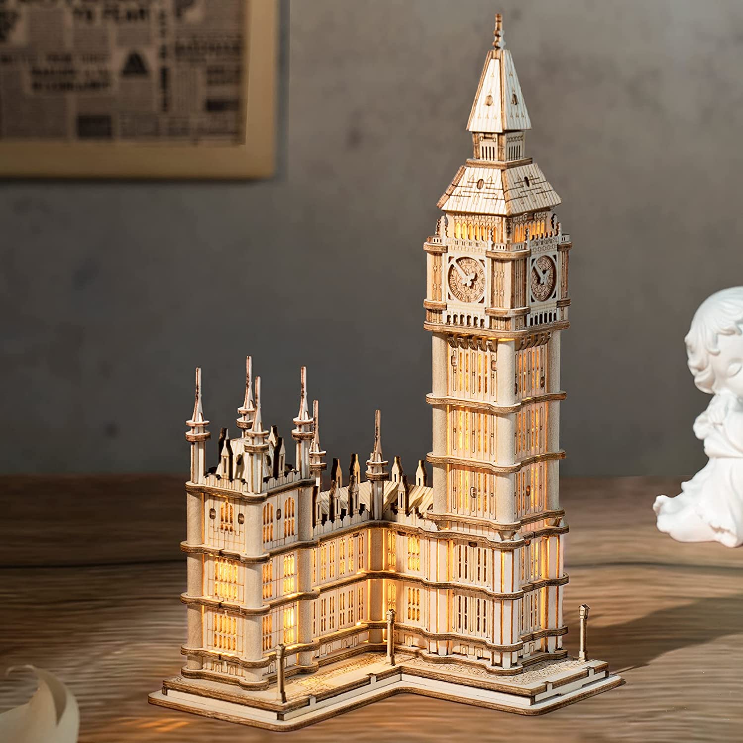 Rolife Big Ben 3D Wooden Puzzle – DIY London Architecture Model Kit (220 Pieces) Creative Gift & Home Decor