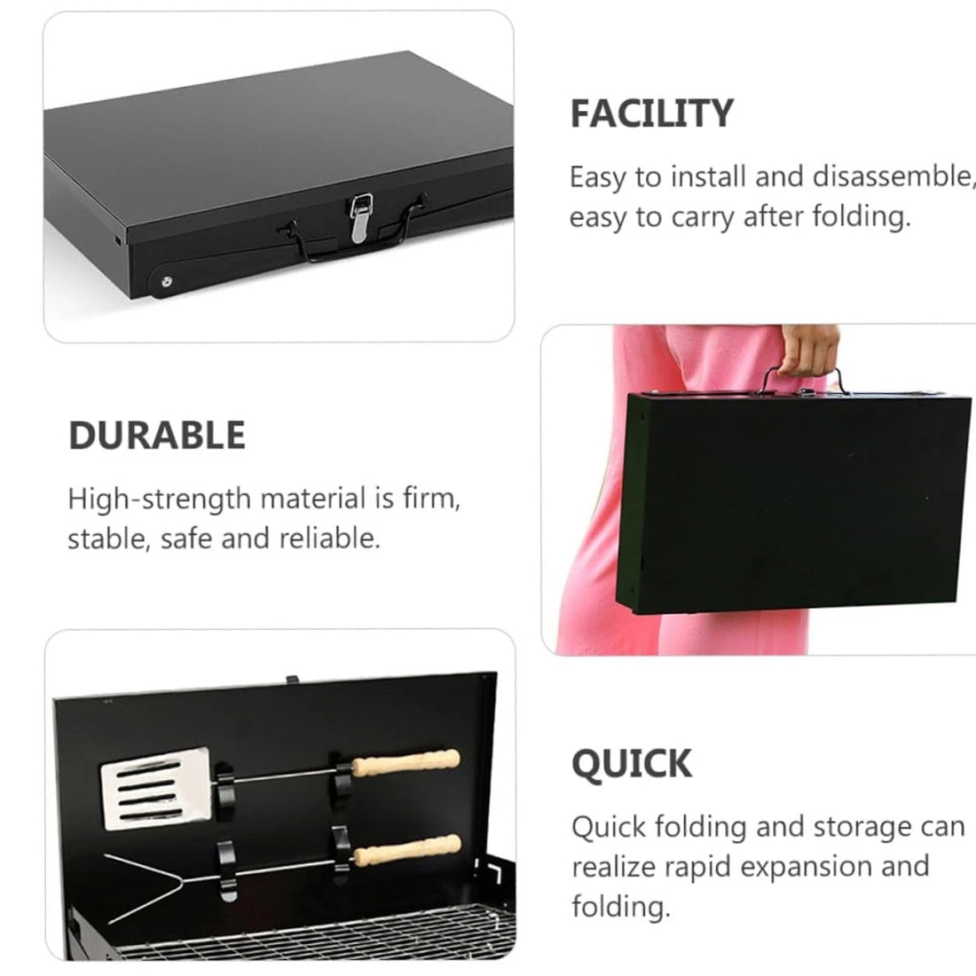 Portable Folding BBQ Grill – Compact Outdoor Cooking for Camping & Garden (UK Stock)