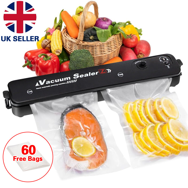 Vacuum Food Sealer Machine – Keep Food Fresh Longer (60 Free Bags Included, UK Stock)