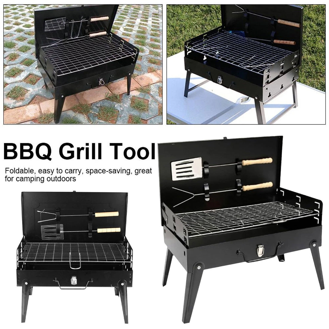 Portable Folding BBQ Grill – Compact Outdoor Cooking for Camping & Garden (UK Stock)