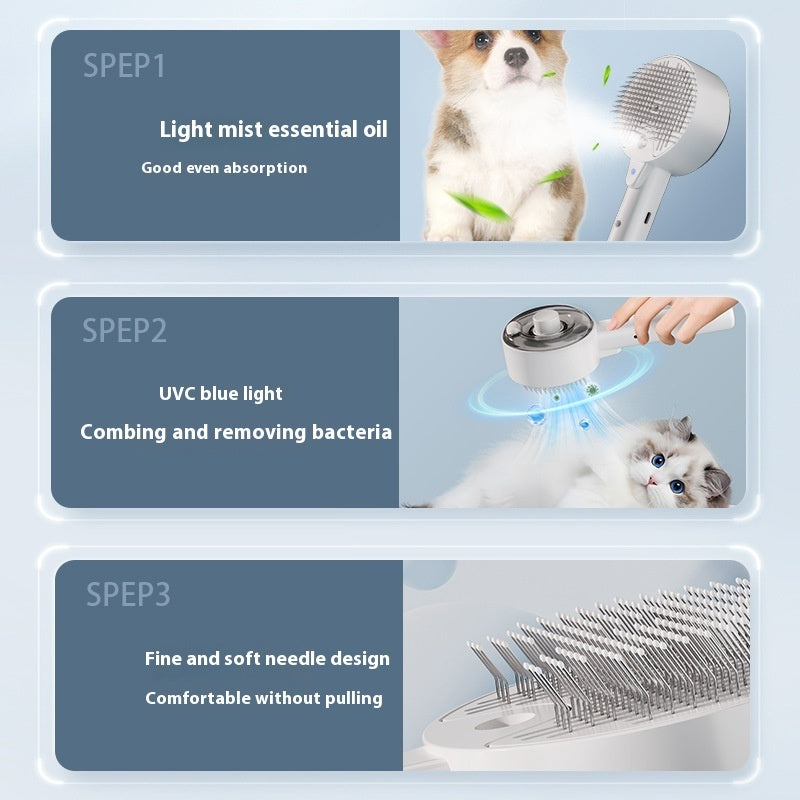 Pet Hair Remover Brush – Self-Cleaning Steam Grooming Tool for Dogs & Cats