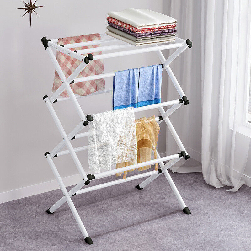 3-Tier Clothes Drying Rack Foldable Metal Laundry Airer for Indoor & Outdoor Use