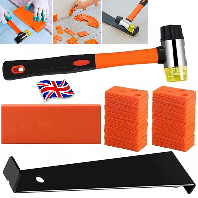 Laminate Flooring Installation Kit – Easy DIY Floor Fitting Tool Set (60 Spacers + Hammer Tool)