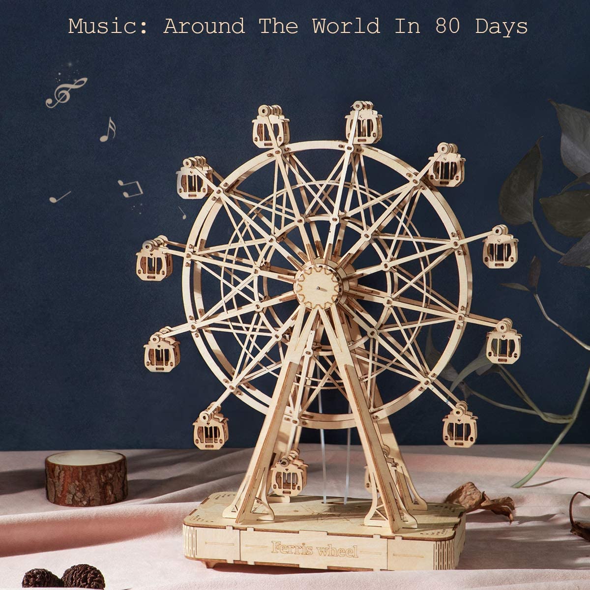 DIY Wooden Ferris Wheel Music Box – Rotating 3D Puzzle Kit | Relaxing Craft Gift & Home Decor