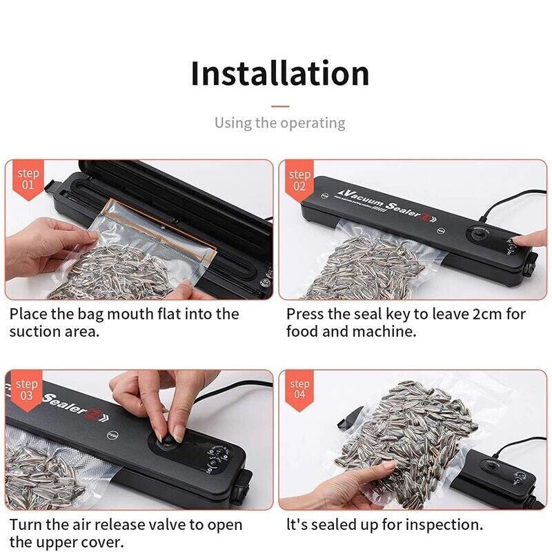 Vacuum Food Sealer Machine – Keep Food Fresh Longer (60 Free Bags Included, UK Stock)