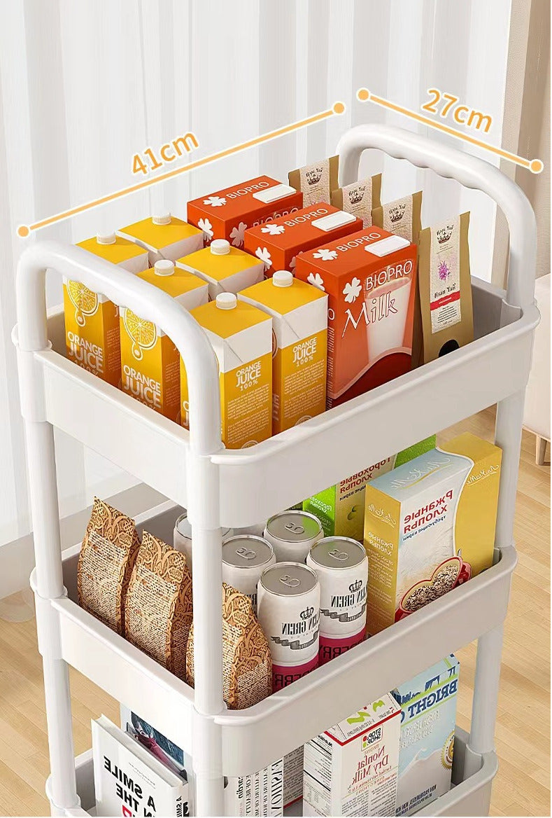 3-Tier Slim Storage Trolley Cart with Wheels – Space Saving Kitchen & Bathroom Organizer