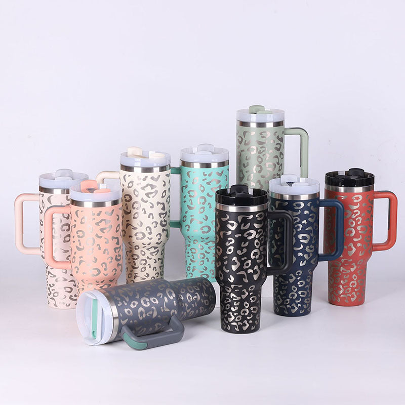 40oz Insulated Stainless Steel Tumbler with Handle & Straw