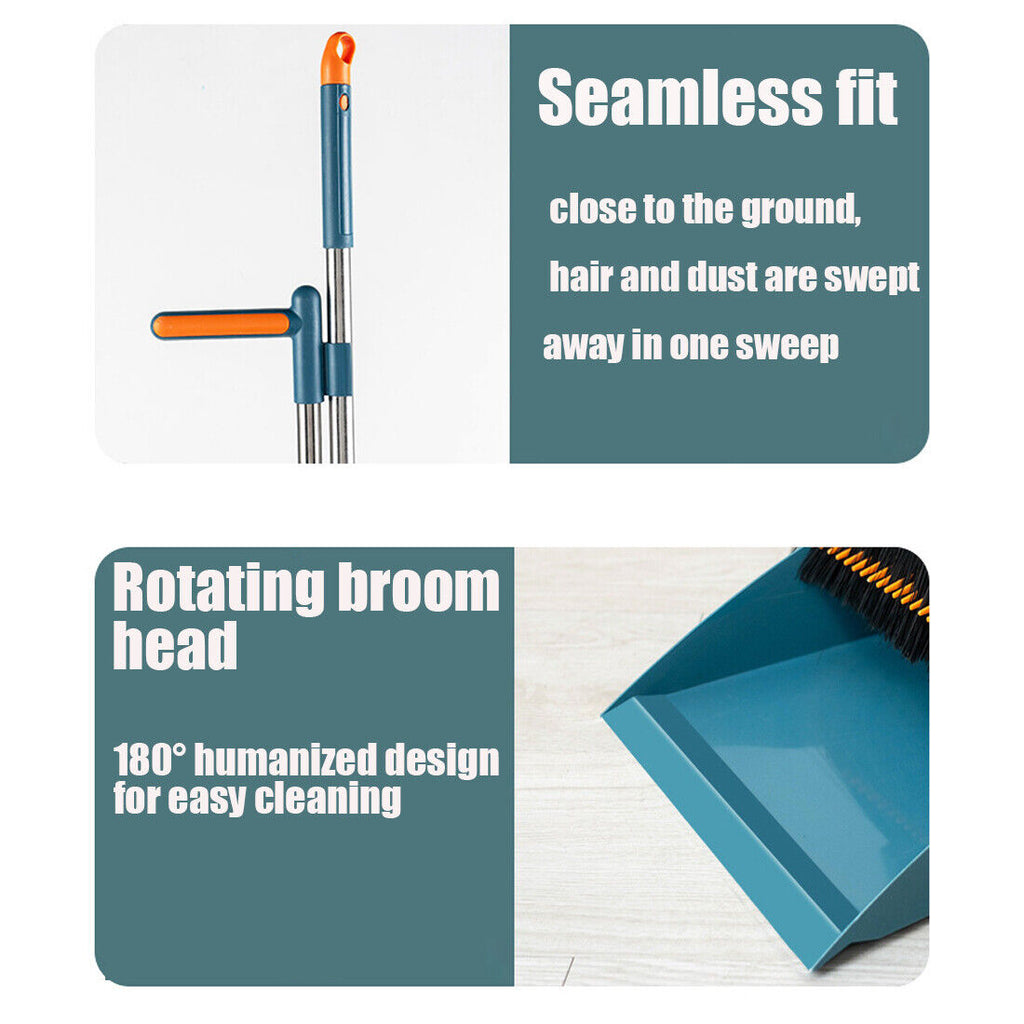 Long Handle Dustpan & Brush Set – No-Bend Cleaning Tool for Easy Floor Sweeping